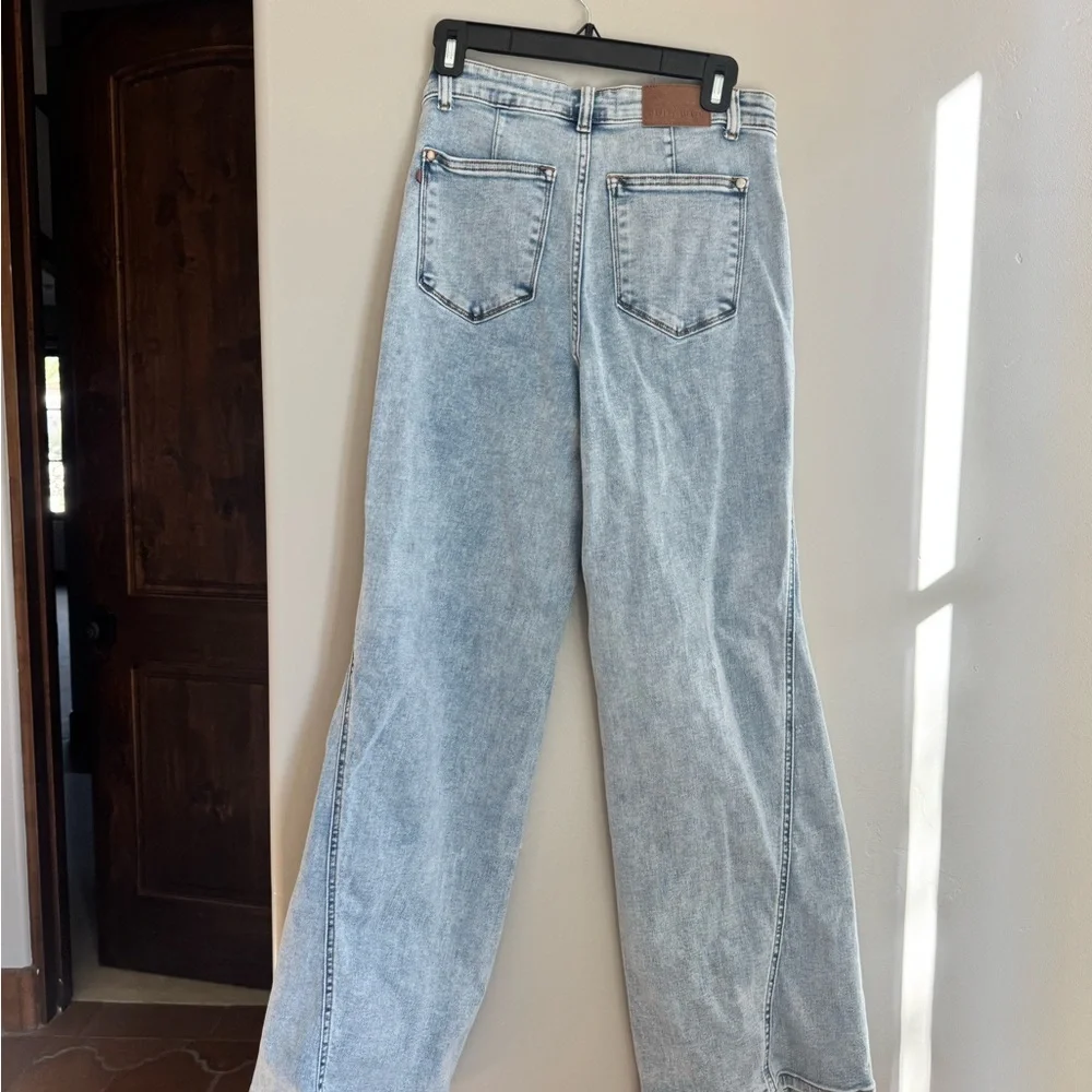 Judy Blue Retro Wide Leg Jeans 5/27 Soft Stretch High Rise Vintage Wash - Picture 5 of 7